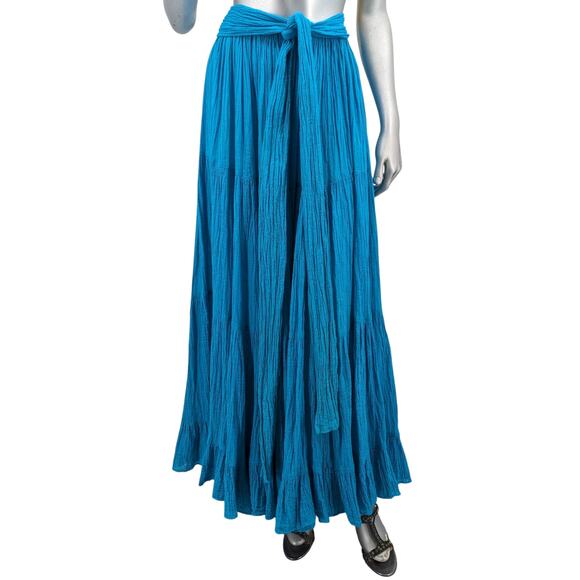 Vintage 1990's ANNA KONYA Renaissance Fair Gypsy Tiered MAXI SKIRT Crinkly Gauze - Picture 4 of 10